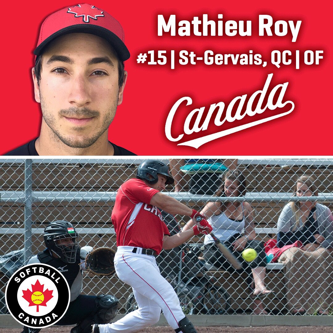 SoftballCanada's tweet photo. Mathieu Roy is a 9-time Canadian Championship All-Star, including an active streak of six in a row at the Men's level. He has played in three @WBSC Men's Softball World Championships, winning Gold in 2015 and Bronze in 2017. Find out more at https://t.co/I1j1JceJzj https://t.co/u6q2W1M1h9
