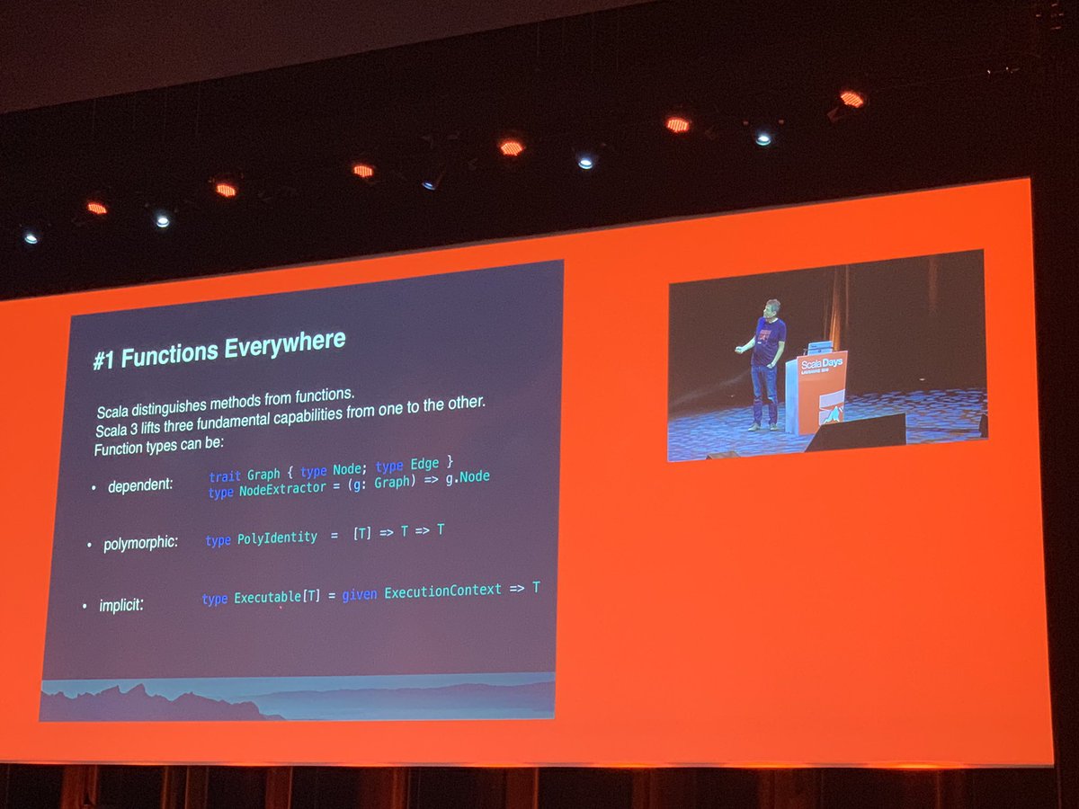 andreamocci's tweet image. #1 feature for experts is... Functions Everywhere! Dependent, Polymorphic, Implicit #scala3 #scala #dotty #ScalaDays