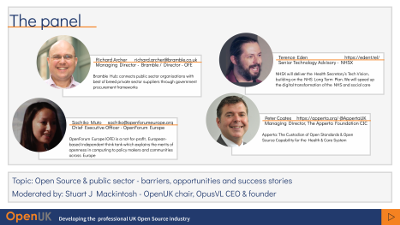 openuk_uk's tweet photo. Join us at #UKOSA in #Edinburgh #TOMORROW
Lively debate expected from our panel with @NHSX @AppertaUK @BrambleHub @OpenForumEurope and moderated by @SJMackintosh 

Topic of converstaion: #OpenSource &amp; the public sector - barriers, oppoertunities and successes https://t.co/R3znmL3RjG