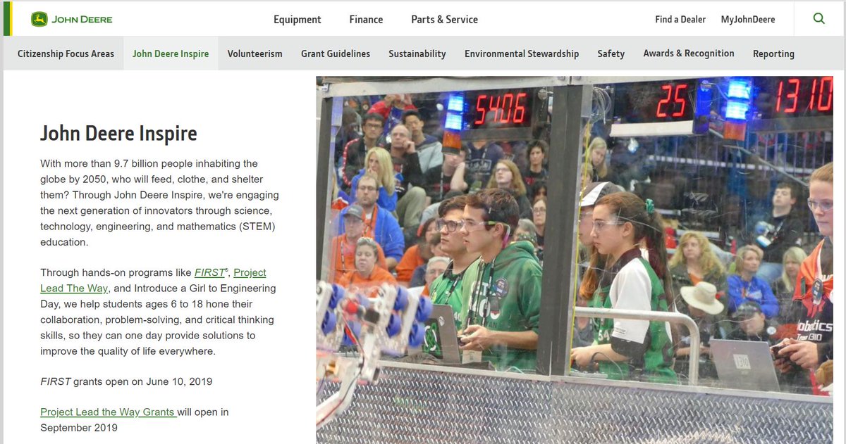 Thanks to our sponsor <a href="/JohnDeere/">John Deere USA</a> for the pic on your home page.  We're inspired by your commitment to STEM education!  #jdinspire #omgrobots deere.com/en/our-company…
