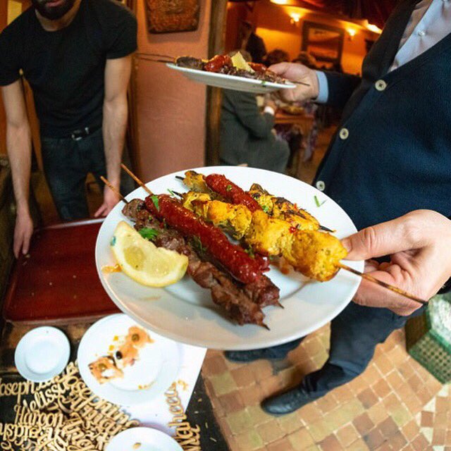 SOUKMEDINA's tweet photo. Our #Restaurant is open every day until late serving delicious dishes from our North African menu.🥘😍🤤 Get some starters for sharing, Try our mixed #grill skewers🍢add some aromatic saffron rice🍚 or couscous, finish with unforgettable #cocktails 🍹and selection of #baklava 🤩 https://t.co/6qBtyVbkkU