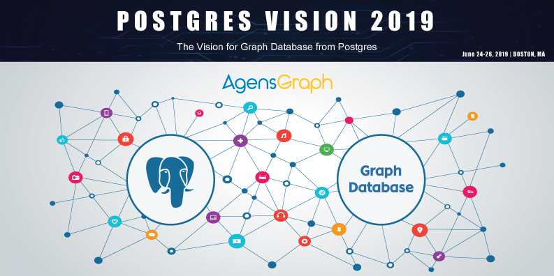 AgensGraph's tweet photo. Dear friends, please join us @PostgresVision 2019, June 24-26 in Boston.  
We will share our vision in #GraphDatabase and the #AgensGraph roadmap ahead with the future #Postgres. 
https://t.co/EyudPuPe67 https://t.co/n9biVg6Y9s