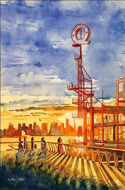 BlueShoreNews's tweet image. Using the watercolour medium, Tim Bennison captures moments in time, highlighting the light and atmosphere of the #NorthShore. Tim’s stunning pieces are currently on exhibit at our #ArtsinView on #Lonsdale. Learn more about Tim &amp;amp; our Arts in View program.  bit.ly/31tnL8v