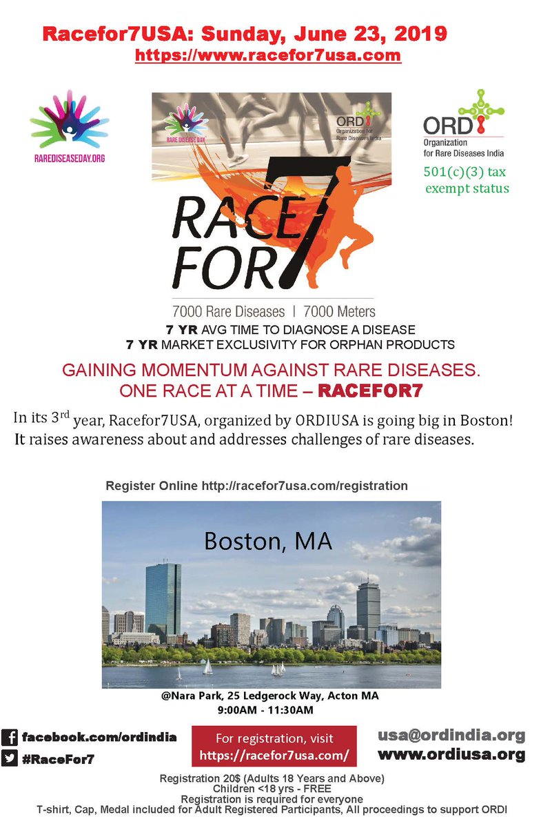 Join RACEFOR7 Boston on 23rd June (Sunday) - A Race Against Rare Disease - mailchi.mp/74a054d7d010/j…