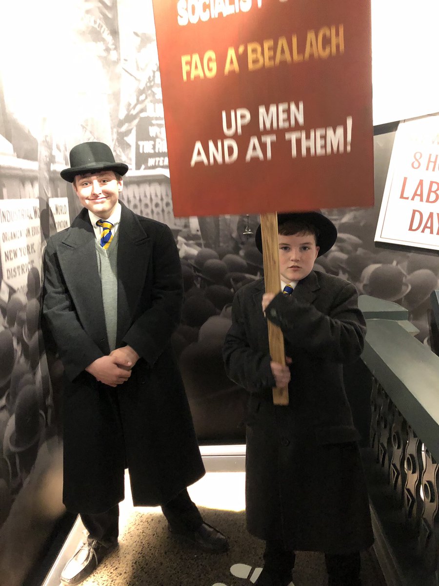 Year 8 and 9 pupils enjoying a trip to the James Connolly Centre #educationalvisit#irishhistory#dressup#hotchoc💚@corpusbelfast