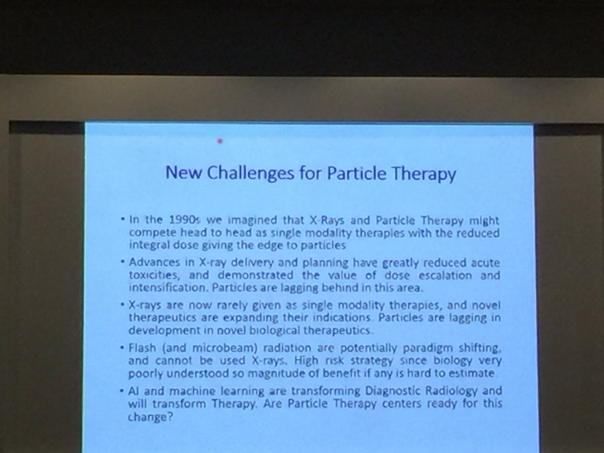 Prof Gillies McKenna highlights several exciting prospects for particle therapy: differences in immune response, radio sensitisers, FLASH &amp; microbeam (more understanding needed) &amp; solving bottlenecks in treatment planning via artificial intelligence and machine learning #PTCOG58