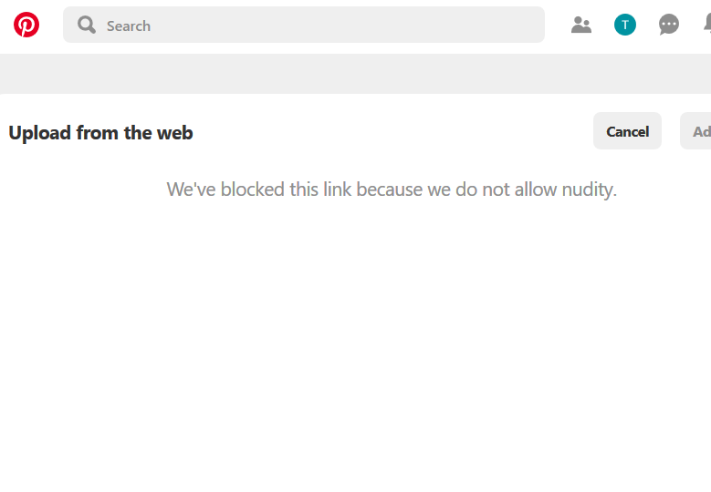 NarniaNitro's tweet photo. Amazing - this is what happens when I try to post a link to the @LiveAction site on @Pinterest. Even after Pinterest has been outed through the @Project_Veritas whistleblowing, they still haven't fixed it. Scary. https://t.co/yrqYujGyIH