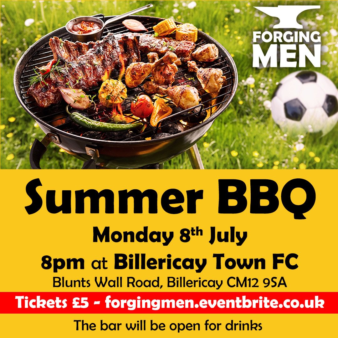 ForgingMen's tweet photo. Tickets now available for our Summer BBQ - itโs at @BTFC with @BTFC_PASTORS on Monday 8th July at 8pm. The bar will also be open for drinks. Tickets just ยฃ5 available from: https://t.co/aSTFZaZGeV #forgingmen #summer #bbq https://t.co/h8T6fdHy6M
