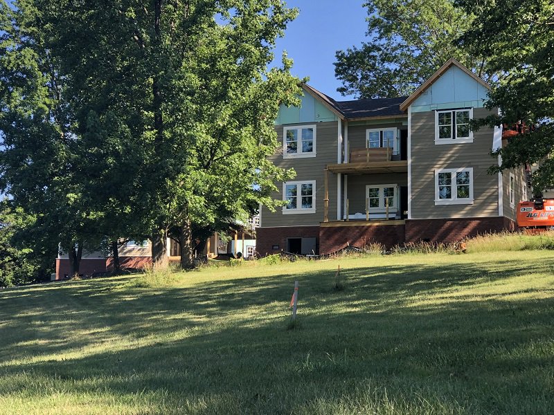 HollinsU's tweet image. A beautiful June day on the @HollinsU campus was the perfect opportunity to capture new images of the construction of Phase I of our student apartment village. #GreatProgress #myHollins