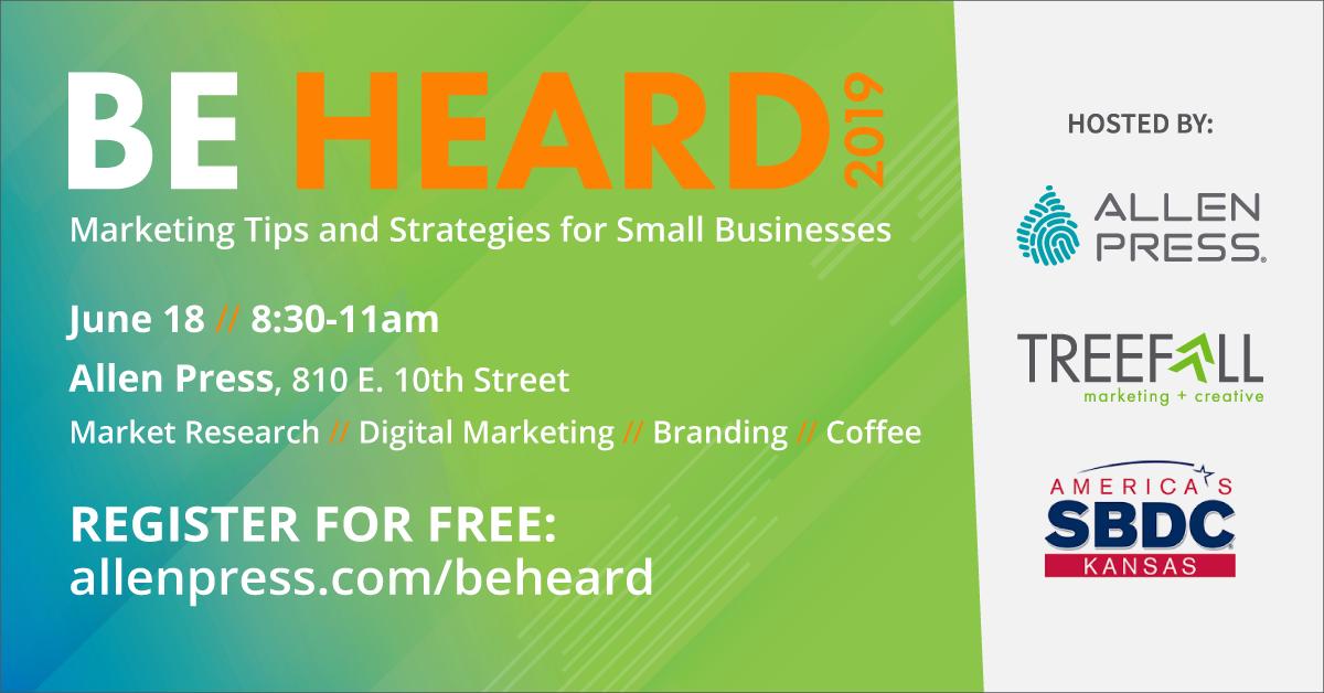 TreefallAgency's tweet photo. Register today for this free event for #smallbusiness owners who want to grow their customers. We've teamed up w/ @AllenPress and @kuksbdc to give the local community real tactics. Learn more: https://t.co/HK2wkdFtg9 https://t.co/0wJWLFZdTf