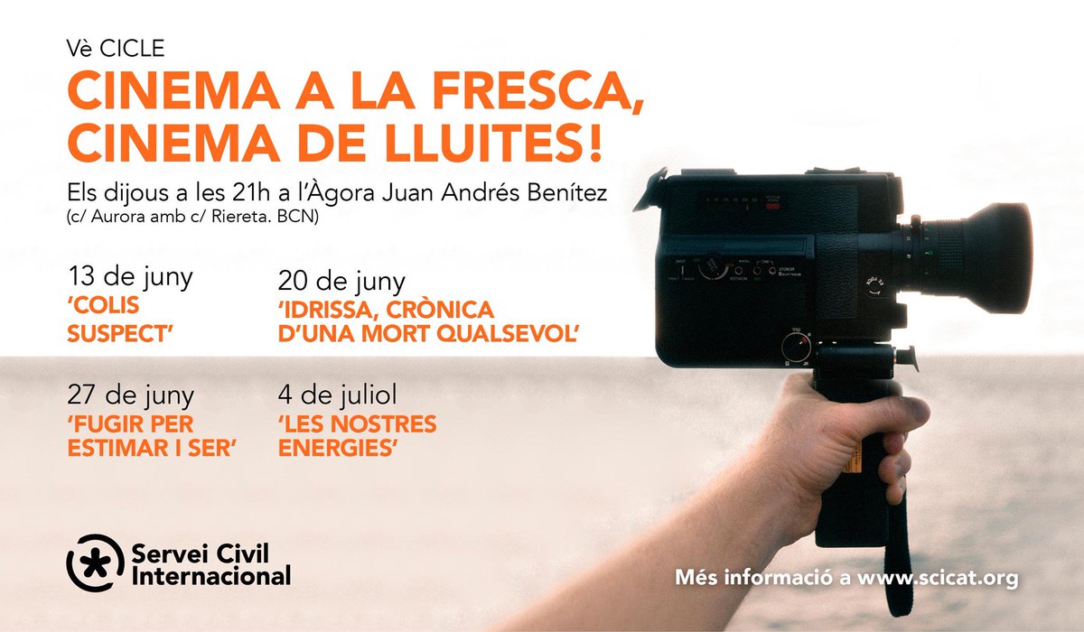 agoraJuanAndres's tweet photo. Avui dijous comença el cicle de cinema a la fresca organitzat per l' @ServeiCivilCat !

🗓️ Dijous 13
⏰ 21h
🎬 ‘Colis suspect’ - Què hi ha darrere de l’Europa fortalesa?
@colissuspectdoc
🍺 🥪 Sopar a preus populars https://t.co/uF1QVDuWul