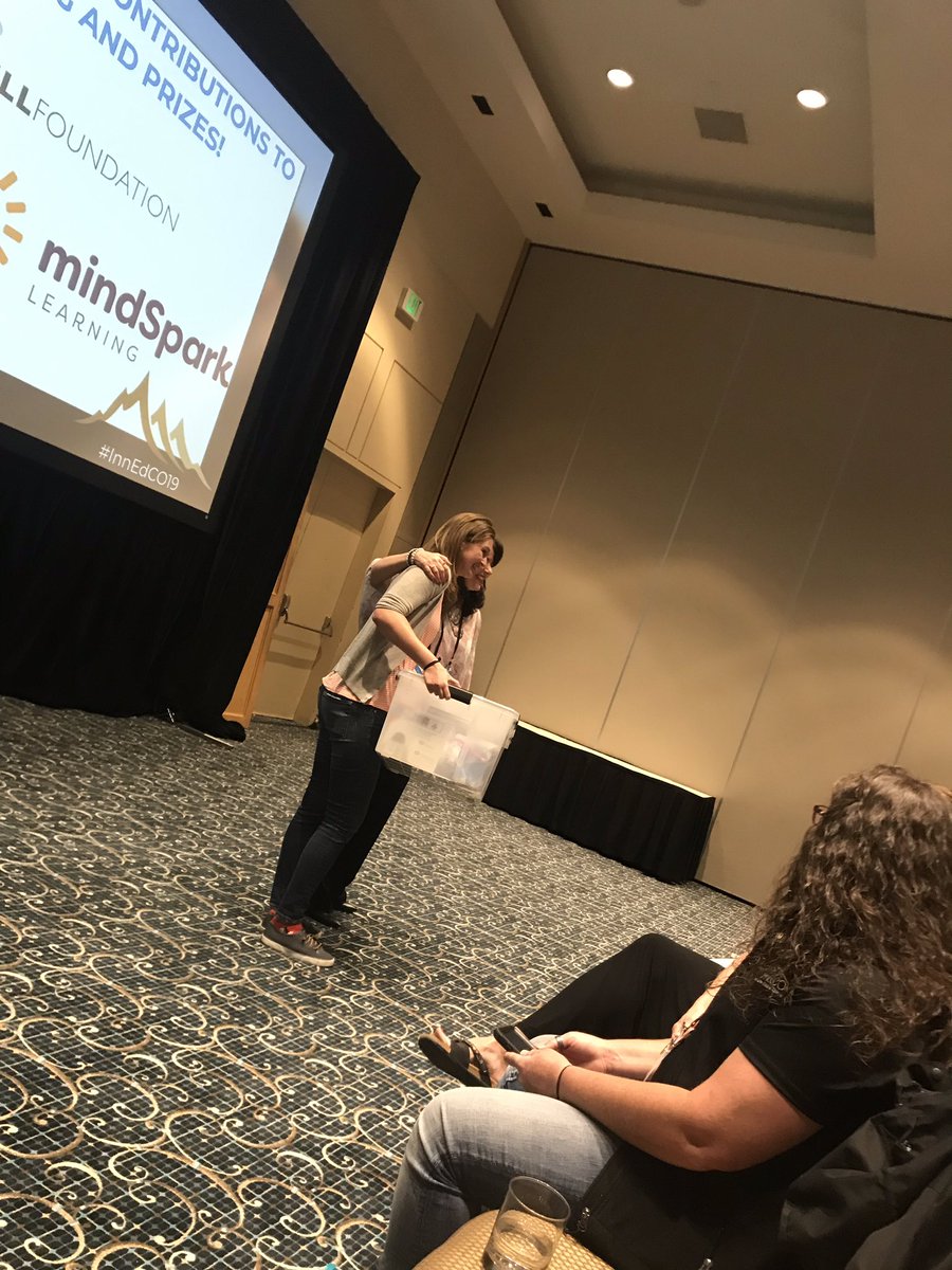 Happy to have @mymindSpark @GillFoundation <a href="/codeorg/">Code.org</a> celebrating teachers at #InnEdCO19 with their incredible robotics/code kit! <a href="/tina_granato/">Tina Granato</a>