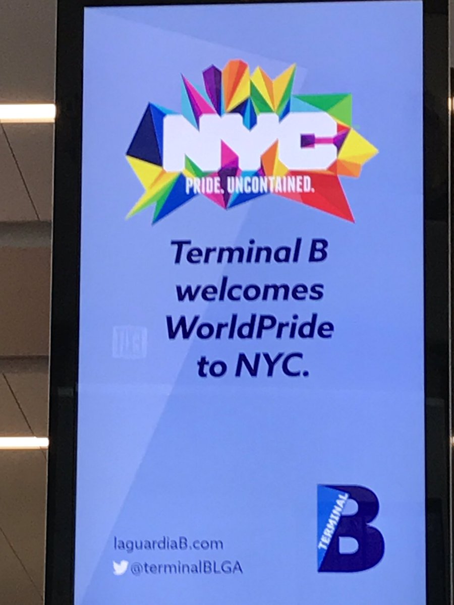 deb8305's tweet photo. LGA new gates welcomes world pride to NY https://t.co/BmGKOf7ySa