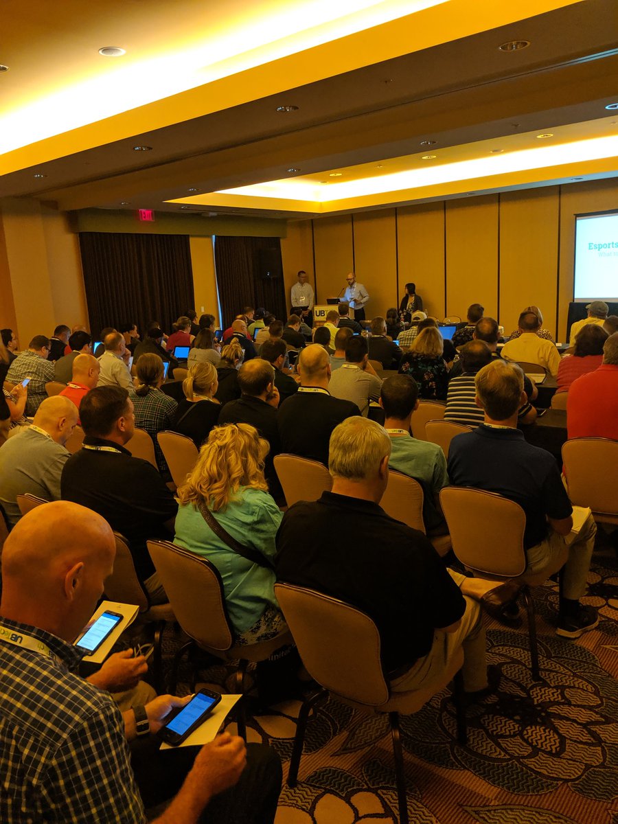 Esports has been an insanely popular track here at @ubconference. Up next Kathy Chiang from <a href="/UCIEsports/">UC Irvine Esports</a> talking about esports facilities. #UBTech2019