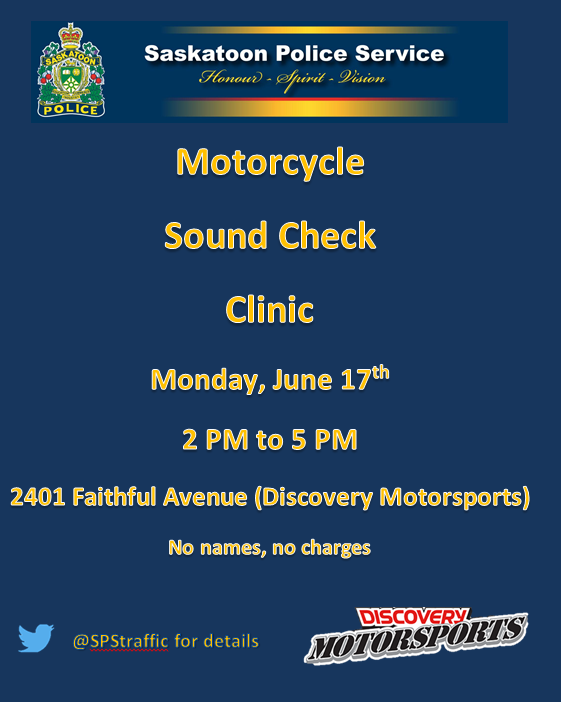 SPSTraffic's tweet image. We will be holding another voluntary Sound Check Clinic for motorcycles on June 17th.

Wondering if your bike is within allowable sound limits, drop by and we will check it for you.  #KeepItDown
