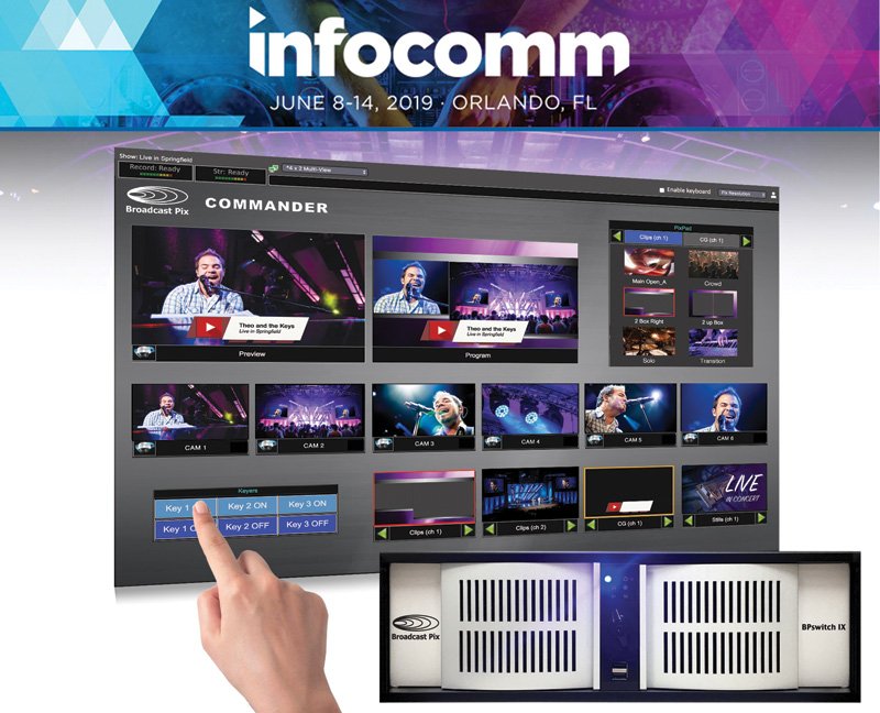 BroadcastPix's tweet photo. See our best solutions for IP-based multi-camera #videoproduction at #InfoComm 2019. Visit Broadcast Pix tomorrow in Booth 2091 and experience the easier and faster way to Take Control of your live events. Schedule your show meeting today: https://t.co/UJO8gS6qm5. #BPswitch https://t.co/GaKv5HAYde