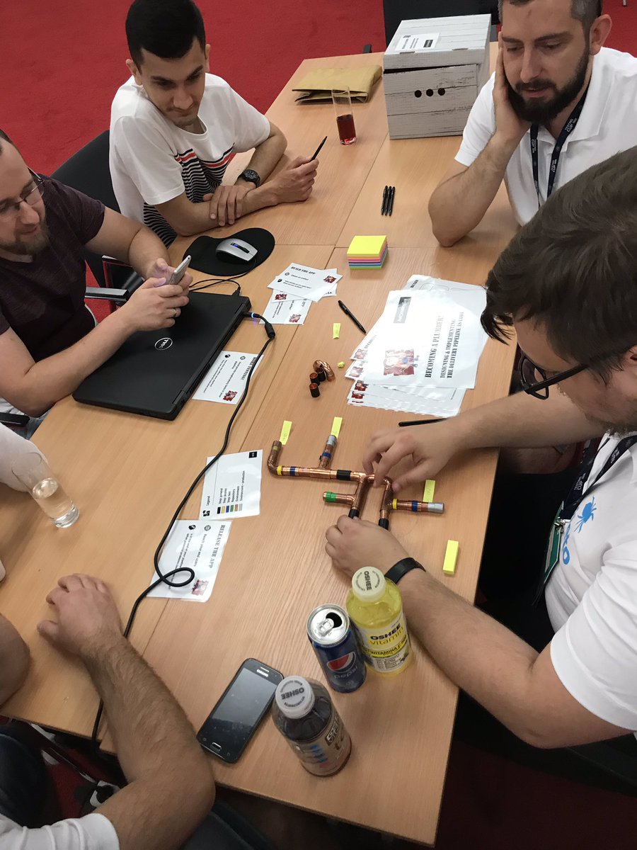 automatingguy's tweet image. I’ve had so much fun conducting my workshop ‘Becoming a plumber!’ about the design and implementation of delivery pipelines - we’ve played with actual pipes! Thanks to all attendees! @TestingCup #testingcup2019 #conference