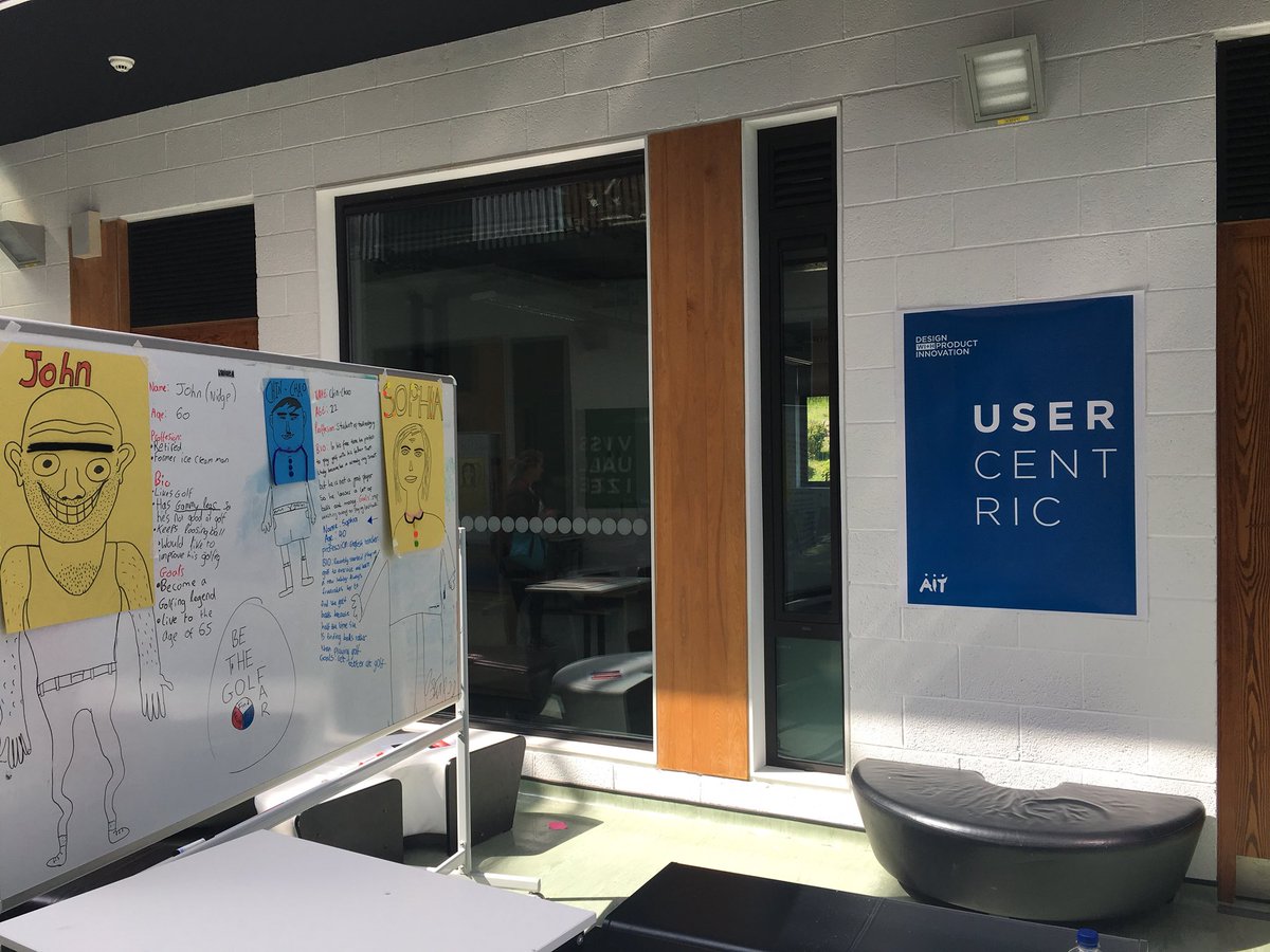 CampbellDeaglan's tweet photo. Day 2 complete, with a quiet atrium we can stand back and look at the amazing persona work completed by our 5th Yr &amp; TY summer school students in #design with #product #innovation genuinely blown away! https://t.co/EThsuU6de8