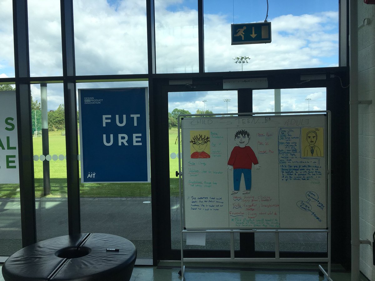 CampbellDeaglan's tweet photo. Day 2 complete, with a quiet atrium we can stand back and look at the amazing persona work completed by our 5th Yr &amp; TY summer school students in #design with #product #innovation genuinely blown away! https://t.co/EThsuU6de8