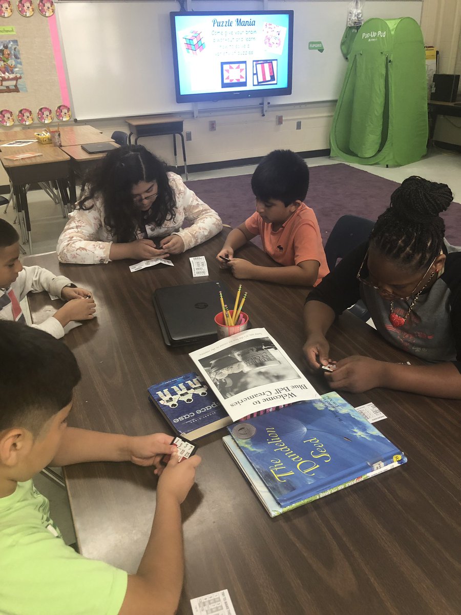 KariDierks's tweet image. Enrichment Hour is in full swing @ParkerESAldine #aisdsummercamp Welcome to Puzzle Mania!  @dothecube #numberslides #blockpatterns #sudoku