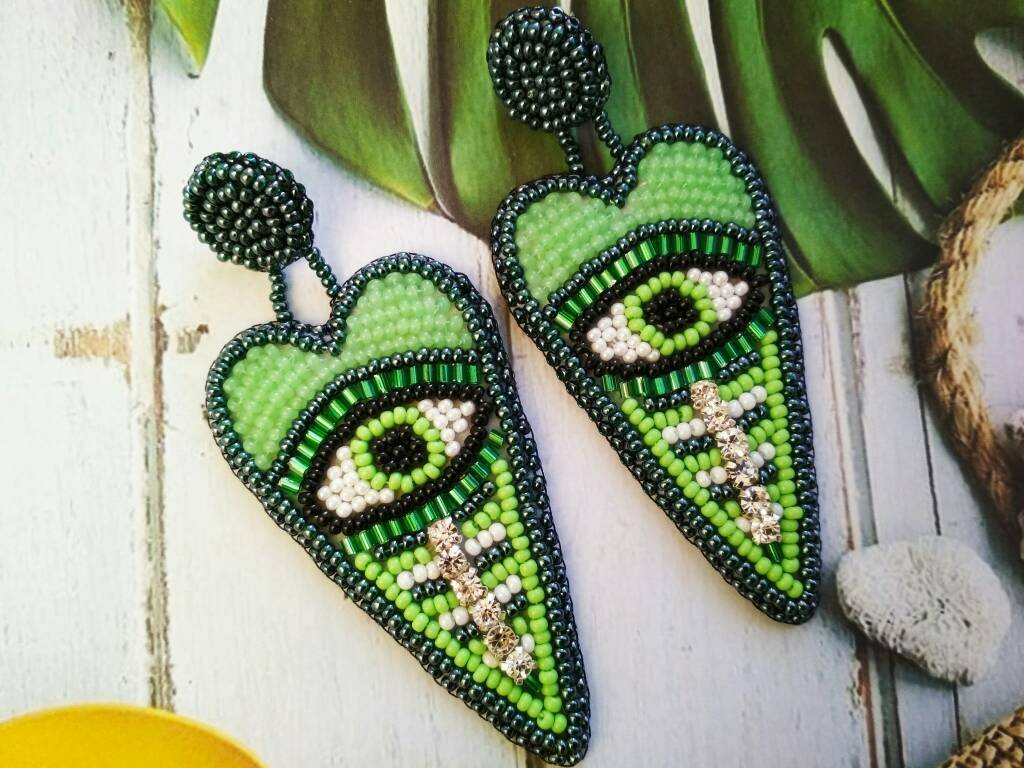 Excited to share the latest addition to my #etsy shop: Green evil eye earrings, Bead embroidery earrings, Beaded heart earrings stud, Large seed bead earrings, Evil eye jewelry, Evil eye gift etsy.me/2IxUy3B