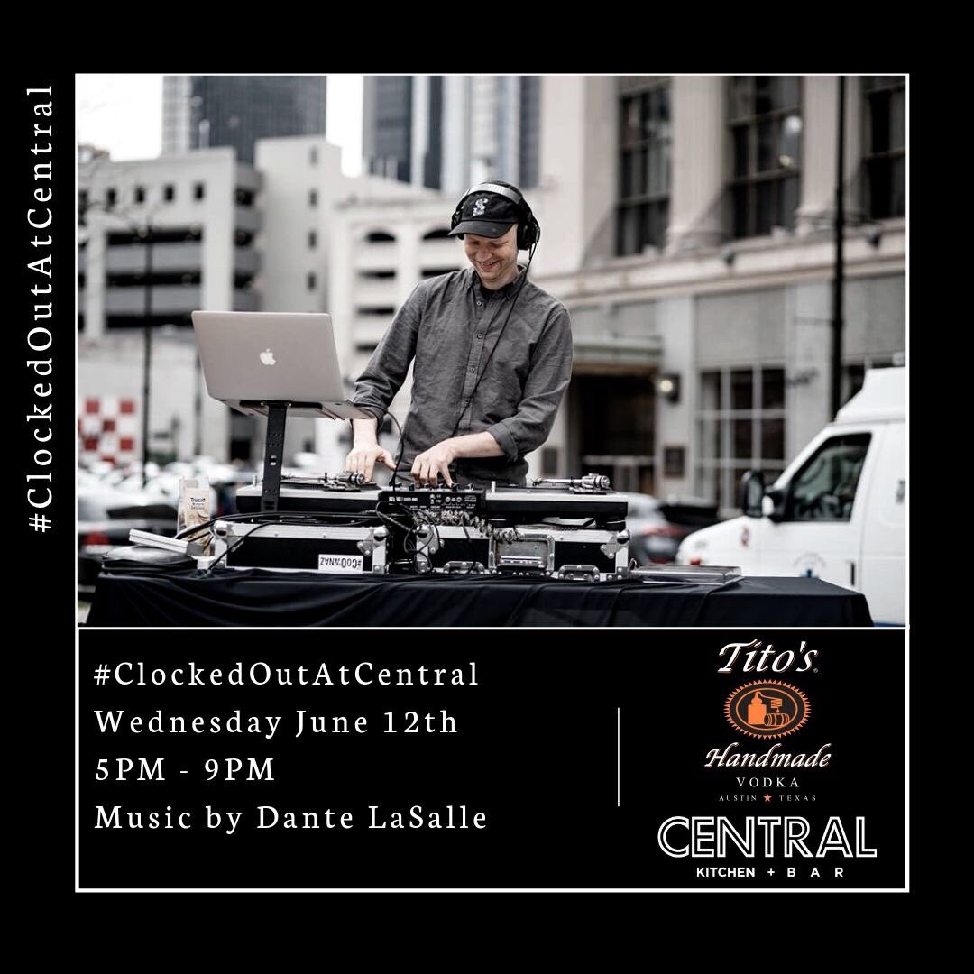 Get ready to clock out! #ClockedOut @Central is back tomorrow. From 4:30 PM - 6:30PM enjoy half off appetizers and $8 Detroit Burger. $5 <a href="/TitosVodka/">TitosVodka</a> cocktails will be available from 5 PM - 9 PM. <a href="/DanteLaSalle/">Danté ⟠ web3santa.eth 🦇🔊</a> is rocking the turntables this week with his signature groove! ⏰🔊🥂