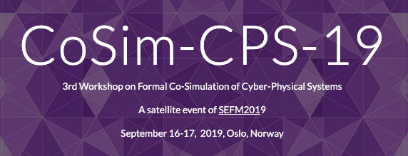 FMI_Info's tweet photo. 3rd Workshop on Formal Co-Simulation of Cyber-Physical Systems takes place in Oslo in September. Abstract submissions close June 25. https://t.co/2ETkxA7wyr https://t.co/KkS8Vo07yt