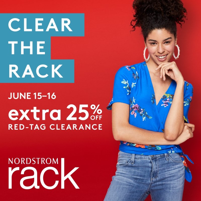 Take an extra 25% off of red-tag clearance, June 15-16th at Nordstrom Rack!

#nordstromrack <a href="/nordstromrack/">Nordstrom Rack</a>