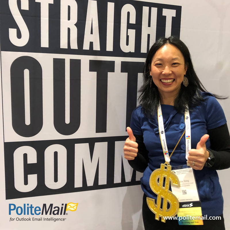 PoliteMail's tweet photo. The #IABC19 fun continues, stop by and visit #PoliteMail at booth 5 and have your photo taken at our #StraightOuttaComms photo booth. https://t.co/gxS1y1UsJ2