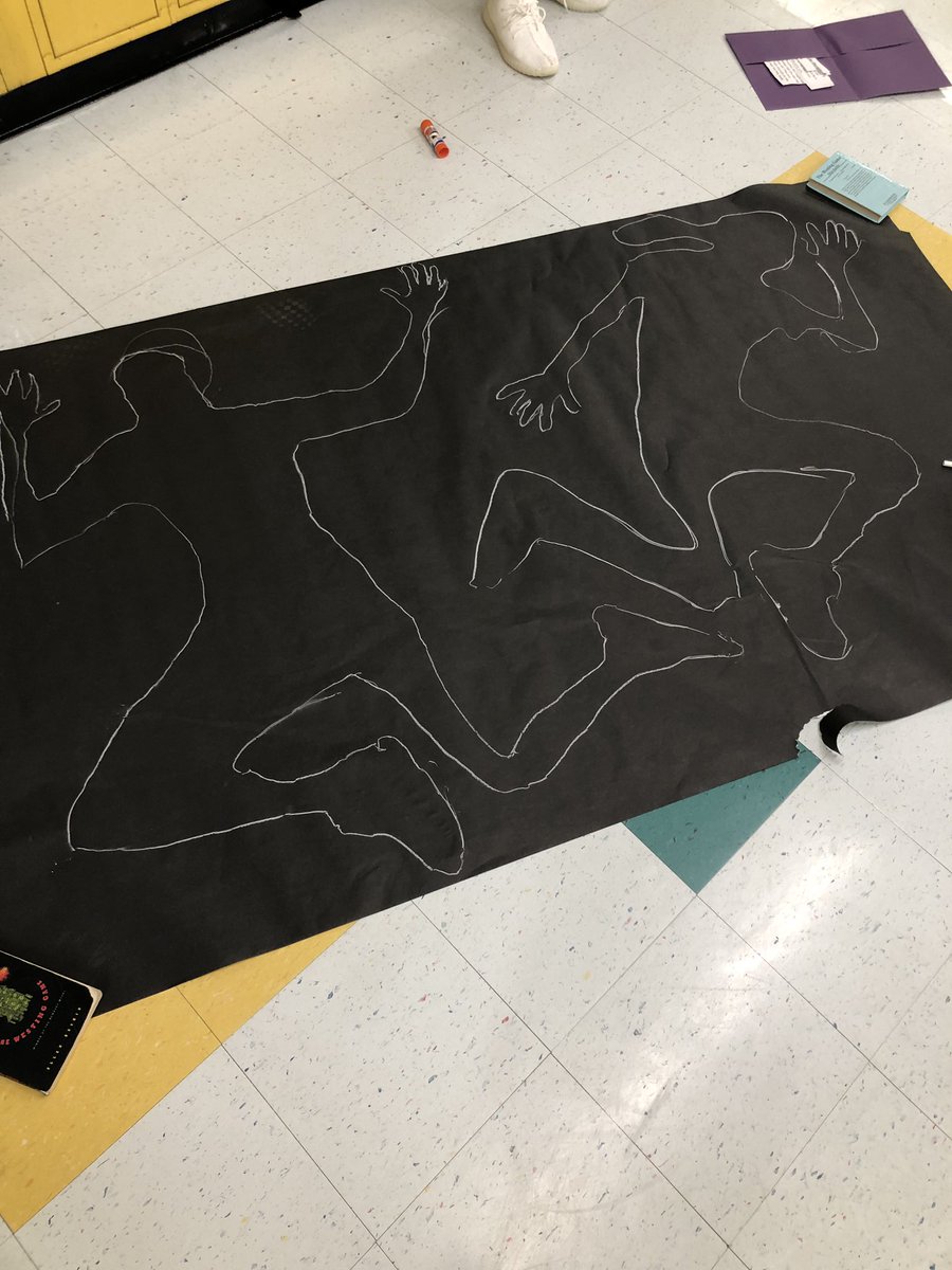 6th graders REALLY work together to create suspect analysis projects based on characters from The Westing Game using crime scene silhouettes! #DolphinPride #MTPSPride <a href="/novakg111/">Mrs. Greer Novak</a>