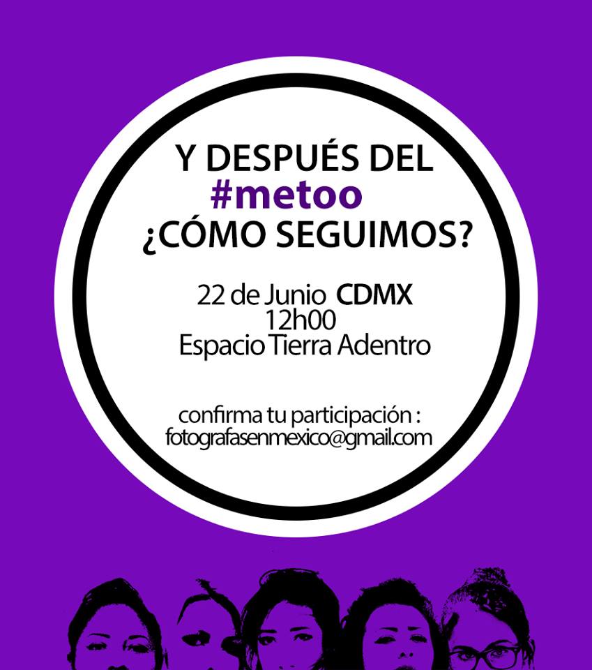 Y después del #meToo ¿cómo seguimos?

Este próximo 22 de junio a las 12:00 h en Espacio Tierra Adentro CDMX 

Pueden confirmar su participación en fotografasenmexico@gmail.com

#metooFotógrafosMexicanos #meToo #FotógrafasenMéxico