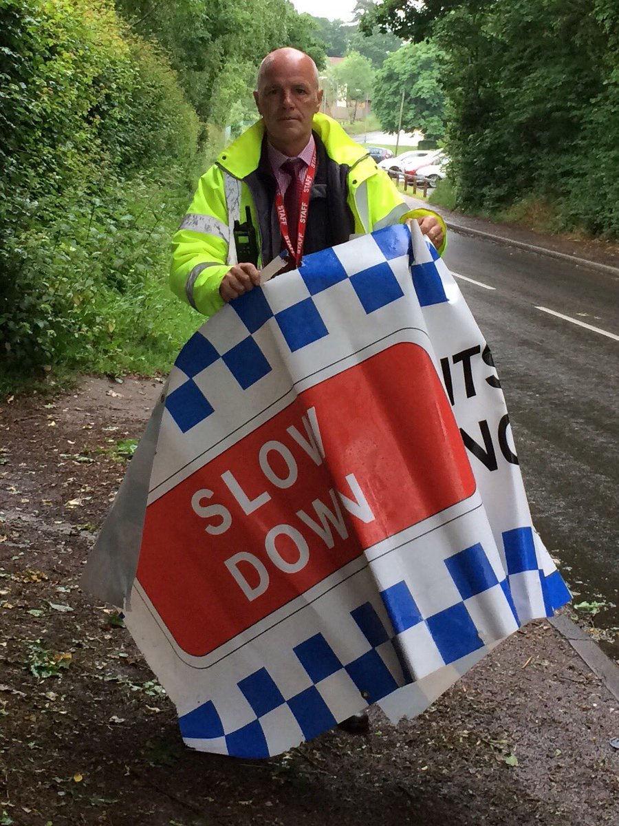 <a href="/BrecklandPolice/">Breckland Police</a> <a href="/NgateDereham/">Northgate High School</a> <a href="/NorfRS/">Norfolk County Council Road Safety</a> It was a wet day again out on Quebec Rd, lots of spray from passing haulage🚛. Our safety sign will be replaced again, sadly someone found  it entertaining to rip it from the fence. I am there for our students safety, so was the sign! 🚓