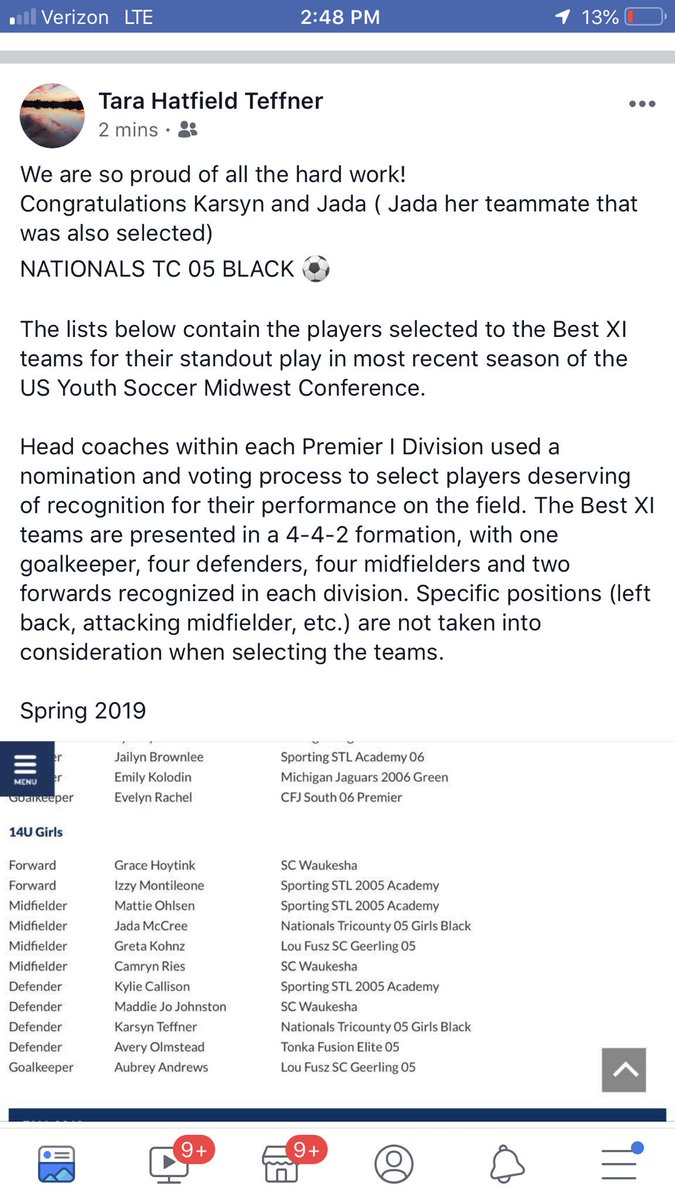 Karsyn Teffner selected for Midwest conference Best XI spring 2019
Nationals 05 ⚽️