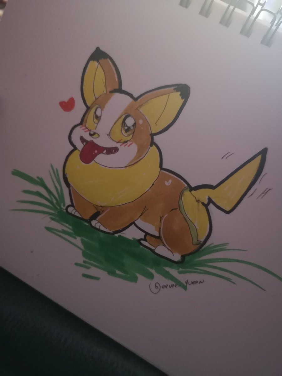 Eevee_Queen's tweet photo. Very quick doodle of #yamper who is a very good boi! Pokémon doing us well with bringing in the cuties #nintendotreeehouse #e3 https://t.co/FMWUqVLVH4