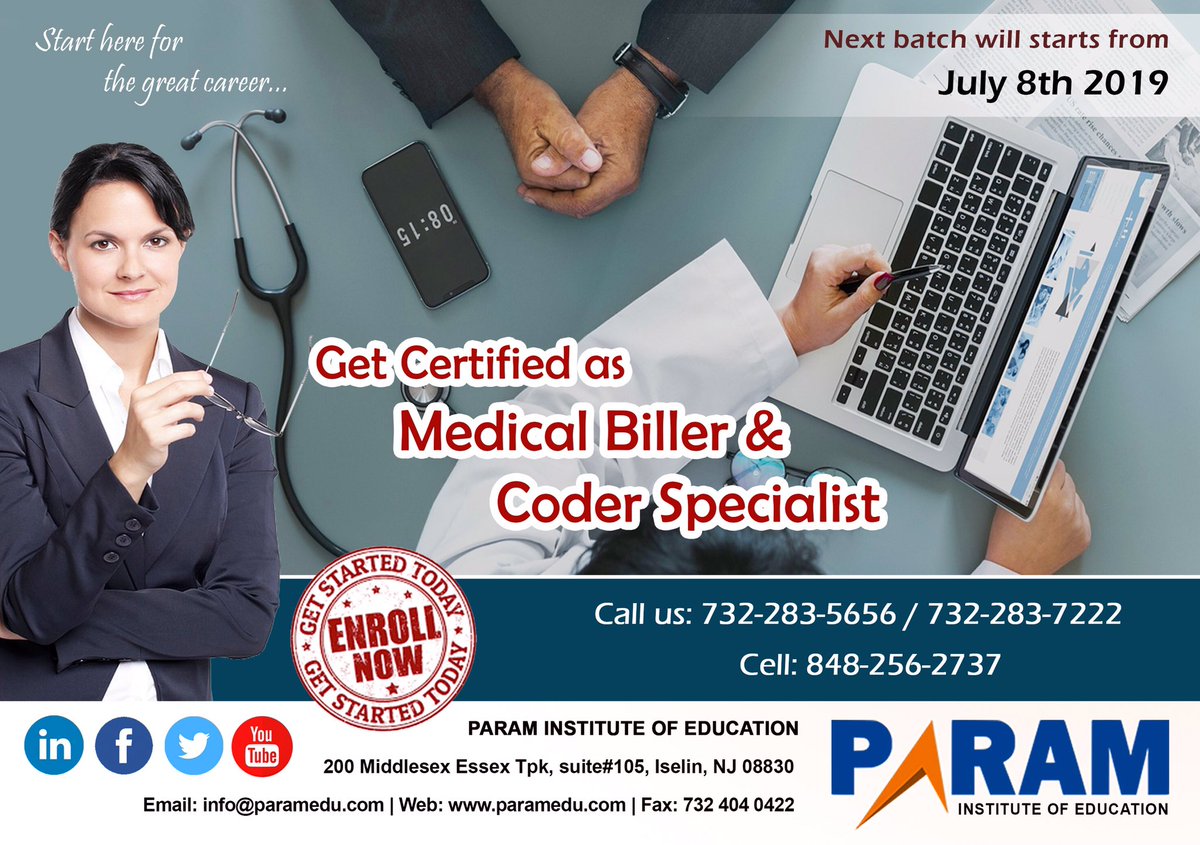 Enroll  in Certified Billing and Coding Specialist (CBCS) program and give a head start to career. Register at: paramedu.com/k_course/medic…
#paramedu #MedicalBiller #CoderSpecialist #career #certifiedcourses #cbcs #nj #homehealthcare