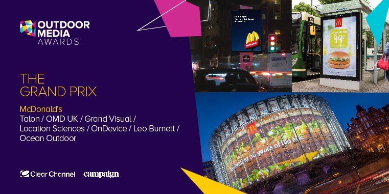 For this year's Grand Prix. the judges decided to award a brand rather than a specific campaign as a result of its commitment to the medium. Well done to McDonald's for being this year's winner! #OMA2019 #OOH
