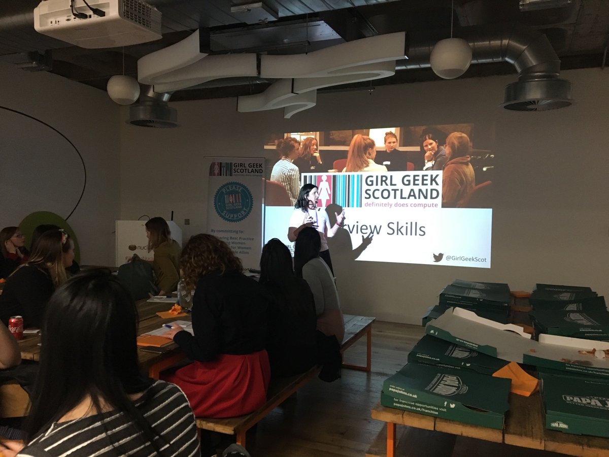 nucleuswrap's tweet photo. Very proud to host @girlgeekscot tonight for a workshop geared around developing your interview skills #WeAreNucleus https://t.co/6zr5XYkUr9