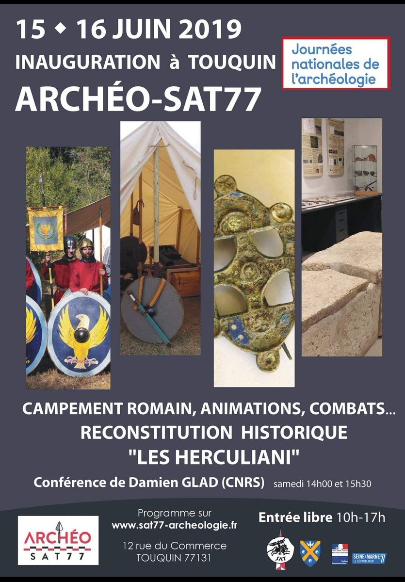 Ne manquez pas l'inauguration d'ARCHÉO-SAT77 les 15 et 16 juin prochains à Touquin-77
<a href="/Inrap/">Inrap</a> #JNA19