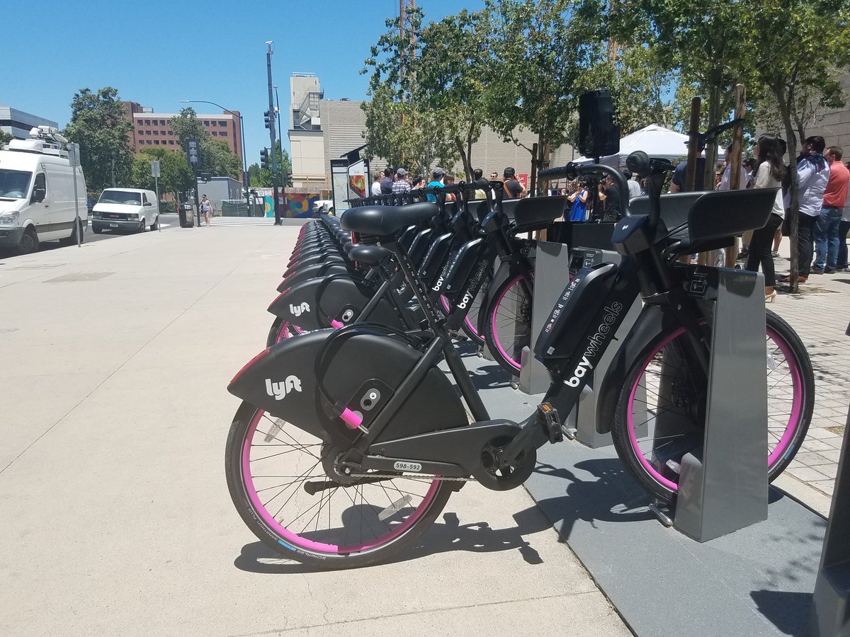 City of San José Department of Transportation on Twitter: "Today the @CityofSanJose welcomed new Bay Wheels bike share from @lyft. A new fleet of hybrid ebikes can be parked at a dock,
