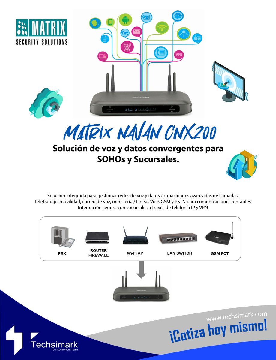 techsimark's tweet image. Solución de voz y datos convergentes para SOHOs y Sucursales. ¡Cotiza hoy mismo y mejora las comunicaciones de tu negocio! #Telecomm #MatrixSecuritySolutions #Techsimark #Telecomunicaciones 

techsimar.com/contacto