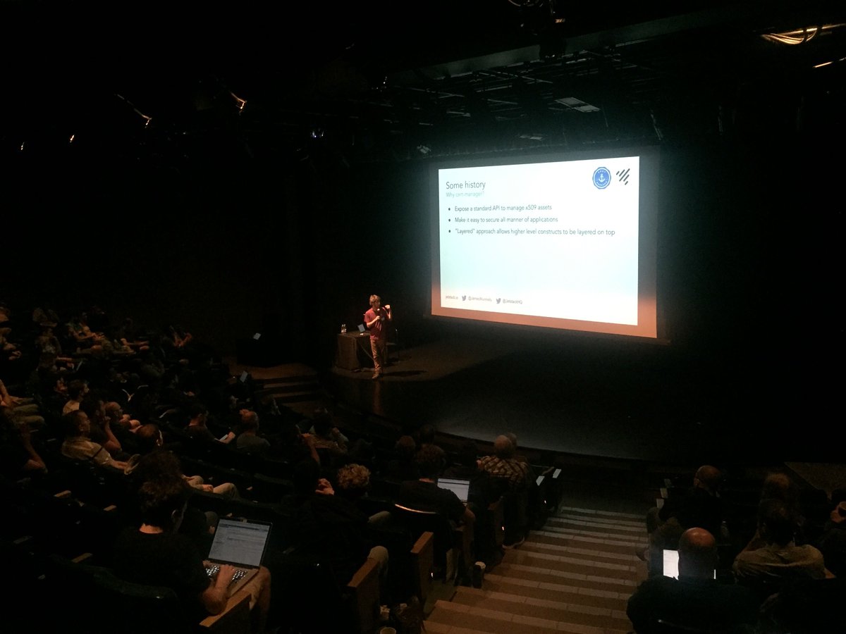 CloudOps_'s tweet photo. .@JamesMunnelly of @JetstackHQ giving a talk called 'Cert-manager: using Kubernetes as an automated x509 management platform' at Cloud Native Day. #ImCloudNative https://t.co/w4prkEfhh7