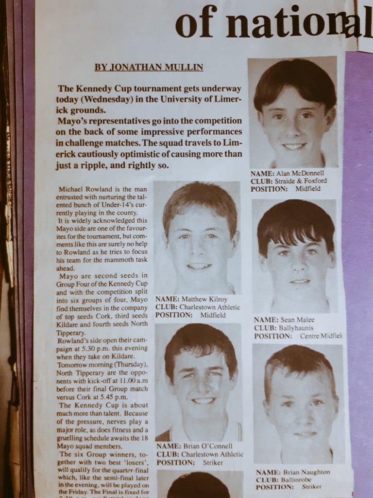 As the #kennedycup kicks off this week in UL. Hard to believe it is 23 years since I represented #mayoschoolboys in it. We made it to through to the semi final losing out to Cork. 8 clubs represented. Great manager in Michael Rowland #memories #someteam #mayosoccer #summerof1996