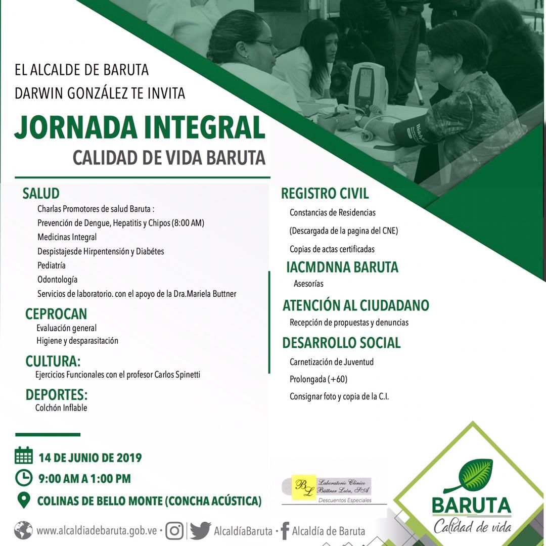 Este viernes #14Jun nuestra #JornadaIntegral #CalidadDeVida se traslada a #ColinasDeBelloMonte para acercarte los servicios médicos, veterinarios y jurídicos que necesitas

Te esperamos en la #ConchaAcústica desde las 9.00 am

¡Corre la voz!