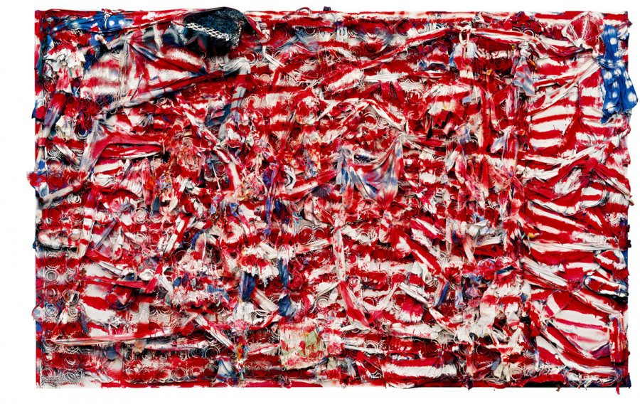 oxfordamerican's tweet photo. “What did we kindergarteners know about allegiance to a country? My friends and I pledged allegiance to family and best friends and possibly our stuffed animals. But to the flag?”
—“Flag Code,” by @karenrgood. Art by Thornton Dial Sr. #Issue104 https://t.co/XGssCRm0GQ https://t.co/z5KWLtZNcf