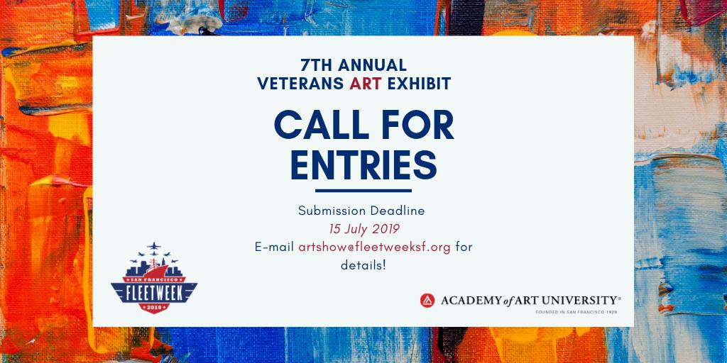 FleetWeekSF's tweet photo. ‼️Attention all Military Active Duty, Reserve, and Veterans‼️ We will be accepting artwork submissions for the 7th Annual Veterans Art Exhibit. Submission deadline is July 15, 2019. For more information, please e-mail artshow@fleetweeksf.org . https://t.co/ODIuGxh7fr