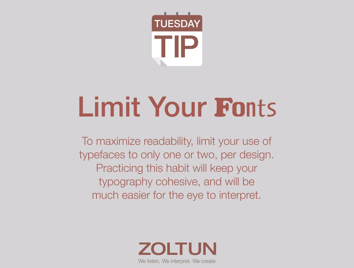 ZoltunDesign's tweet photo. Fonts matter! #TuesdayTips https://t.co/pNK3YUGpSV