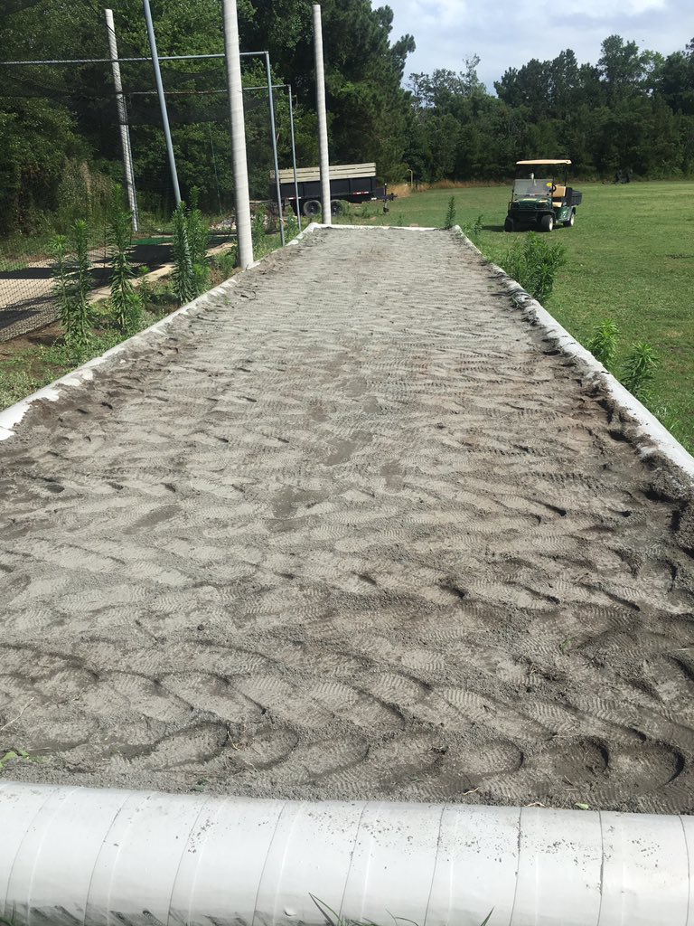 Facility improvements are underway. New soft toss and tee area for Manteo High School Softball is coming along. Coach Leary and Metzinger have been hard at work.