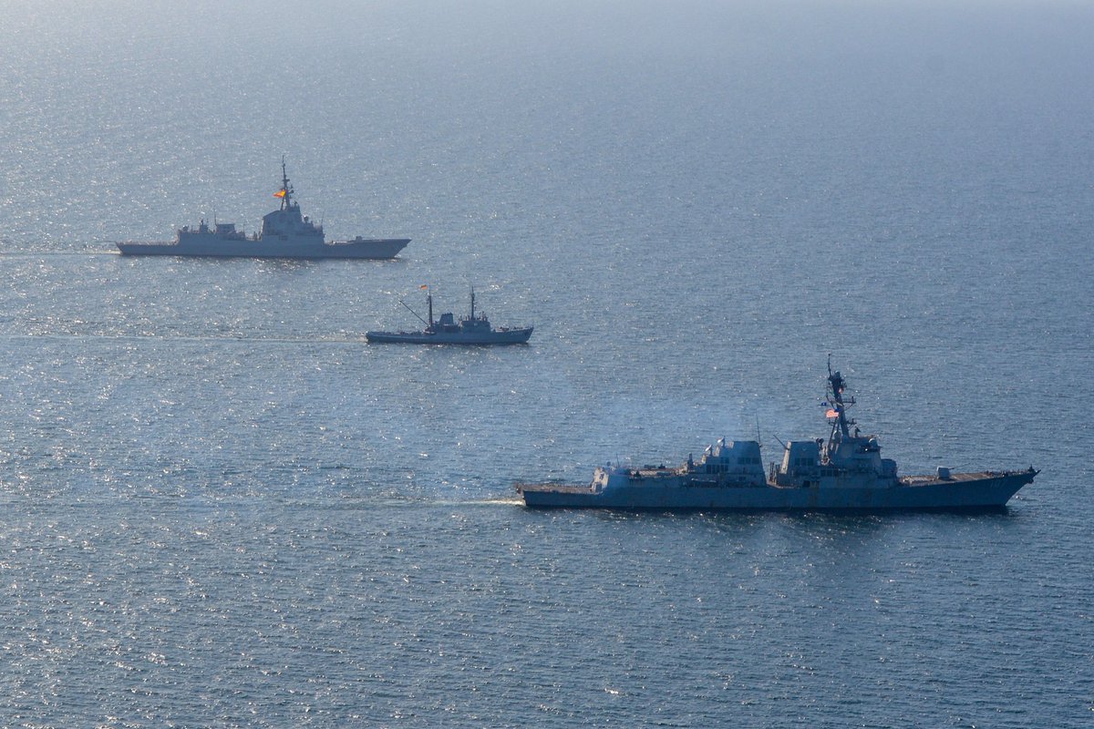 EMADmde's tweet photo. La #AlmiranteJuandeBorbon #F102 @Armada_esp se integra en el ejercicio #BALTOPS19 @NATO en aguas del Báltico, en el que participan 8.600militares de 18 naciones. El buque español afronta la última etapa de su despliegue en la Agrupación Naval #SNMG1

#NuestraMisionTuLibertad https://t.co/e5K7yMYbQl