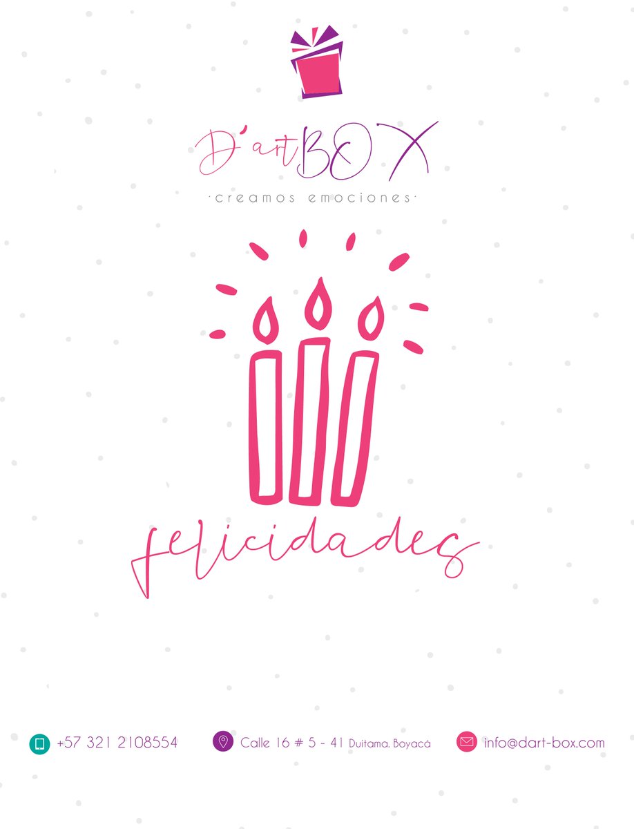 dartbox1's tweet image. Dart-Box. 
{ Creamos Emociones }
Exploding Box.
Scrapbooking
Tarjetas PopUp
Gift Boxes {Mujeres, hombres, niños, empresarial}
Contacto: +57 321 2108554
pedidos@dart-box.com