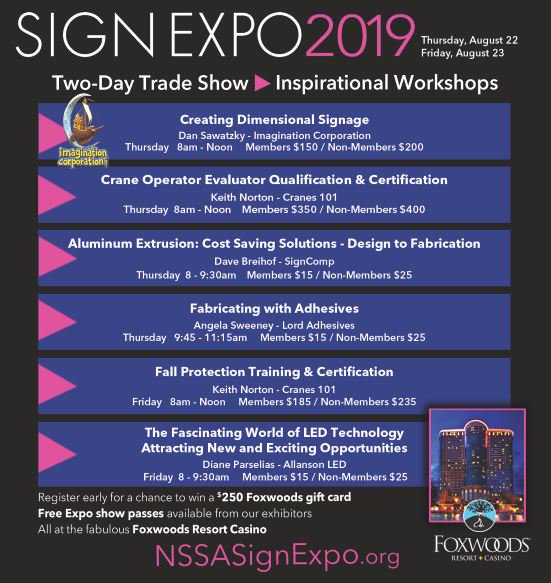 YorstonAndAssoc's tweet photo. Two of our manufacturer partners, #SignComp and @LORDCorporation,  will be doing a hands-on workshop at the @NSSAsign #SignExpo at @FoxwoodsCT resort in August.

Registration opens soon! https://t.co/TAbdjOBRdF